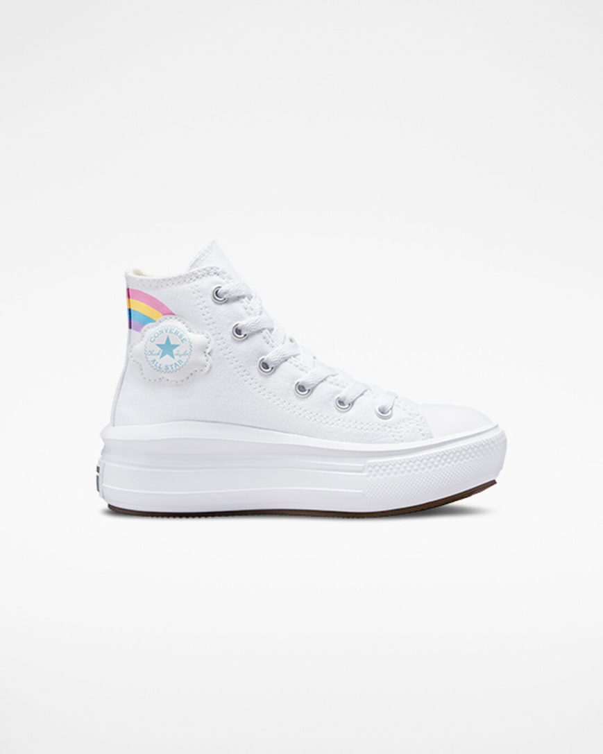 Dívčí Boty Na Platformy Converse Chuck Taylor All Star Move Rainbow Cloud Vysoké Bílé Blankyt Růžové | CZ TSIW20